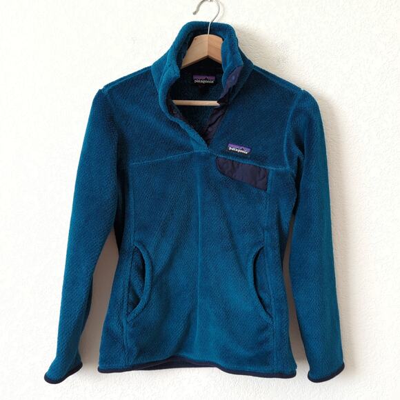 Patagonia Women's Re-Tool Snap T Pullover Sweatshirt Blue Polartec Thermal XS - Picture 1 of 10